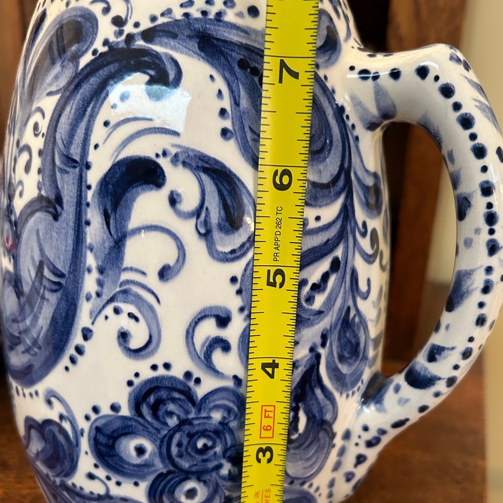 TUROV One-of-a-Kind Hand Painted Ceramic Pitcher Delft Blue. - Picture 5 of 9